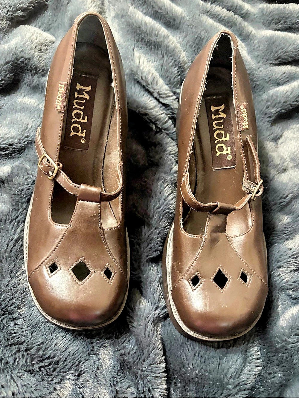 Mudd Vintage 90s Brown Mary Jane Platform Block Heels US 8